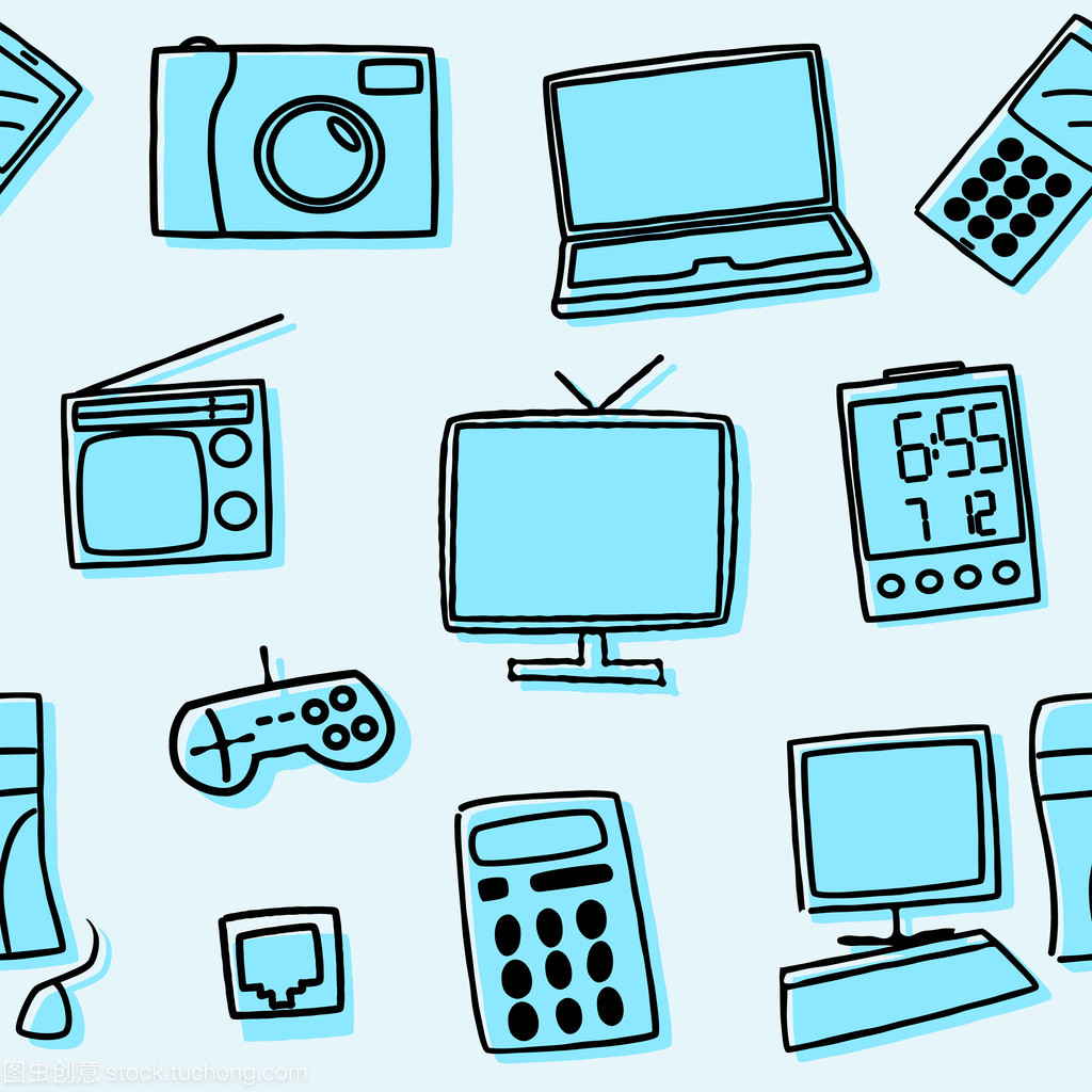 無縫連接，盡顯格調 藍色系家用電子產品與矢量美學